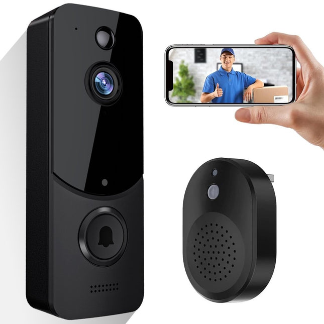 Wireless Doorbell Camera with Smart Chime, AI Smart Human Detection, Cloud Storage, HD Live Image, 2-Way Audio, Night Vision, 2.4G Wifi Compatible, Battery Powered