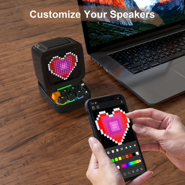 Wireless Ditoo Pixel Art Bluetooth Speaker -16X16 LED App Controlled Front Screen