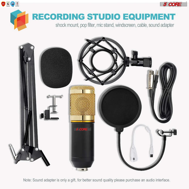 Podcast Equipment Bundle W Condenser Microphone - REC SET