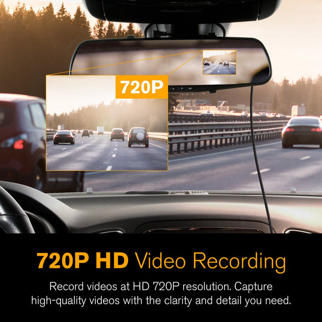 2in1 720P Mirror Roadcam, Add-On Rear View Mirror & HD Dash Cam